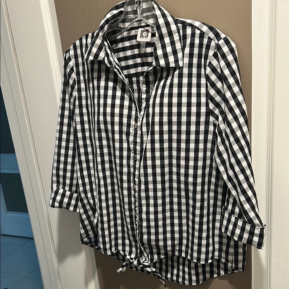 Black and White Checkered Button-Up Shirt